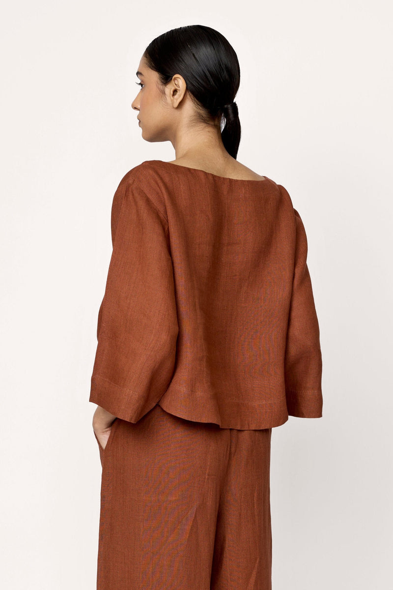 Popover Top - Amber Linen