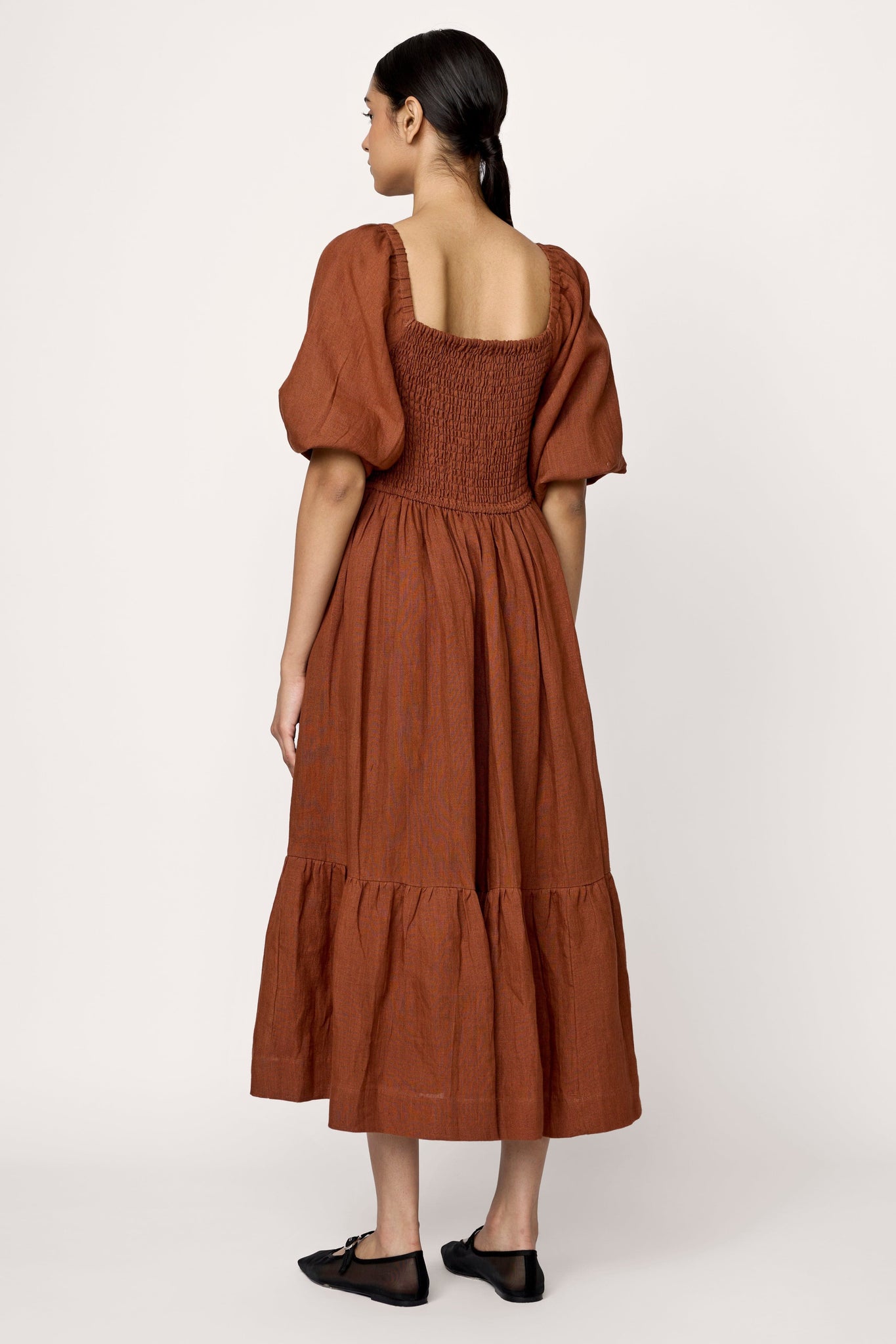 Smocked Bodice Dress - Amber Linen