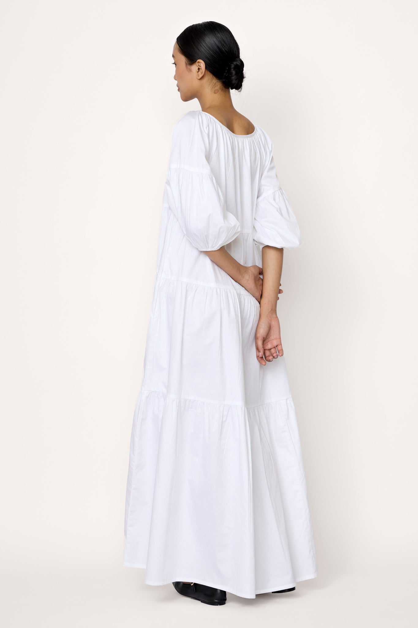 Voluminous Tiered Maxi Dress - White