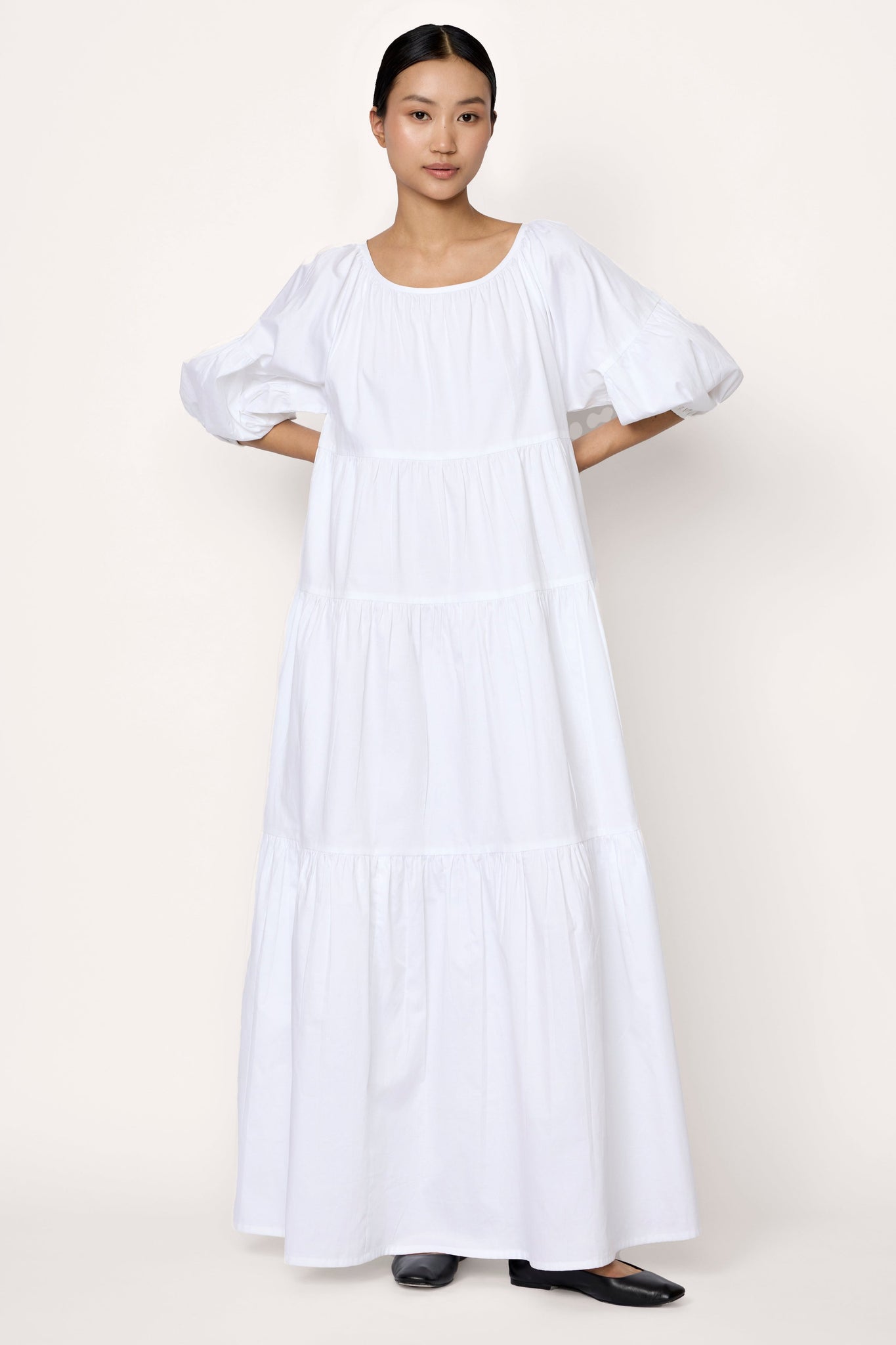 Voluminous Tiered Maxi Dress - White