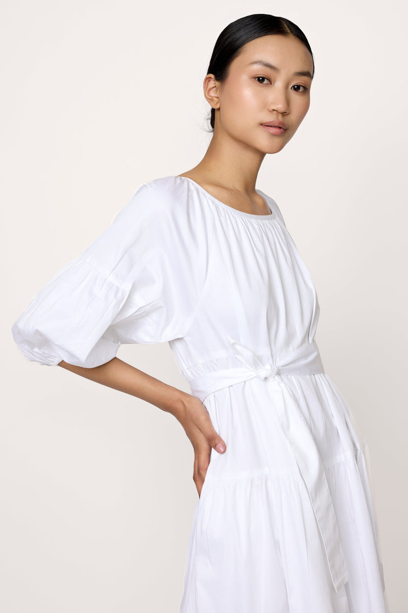 Voluminous Tiered Maxi Dress - White