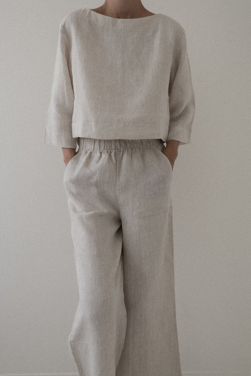 Popover Top - Natural Linen