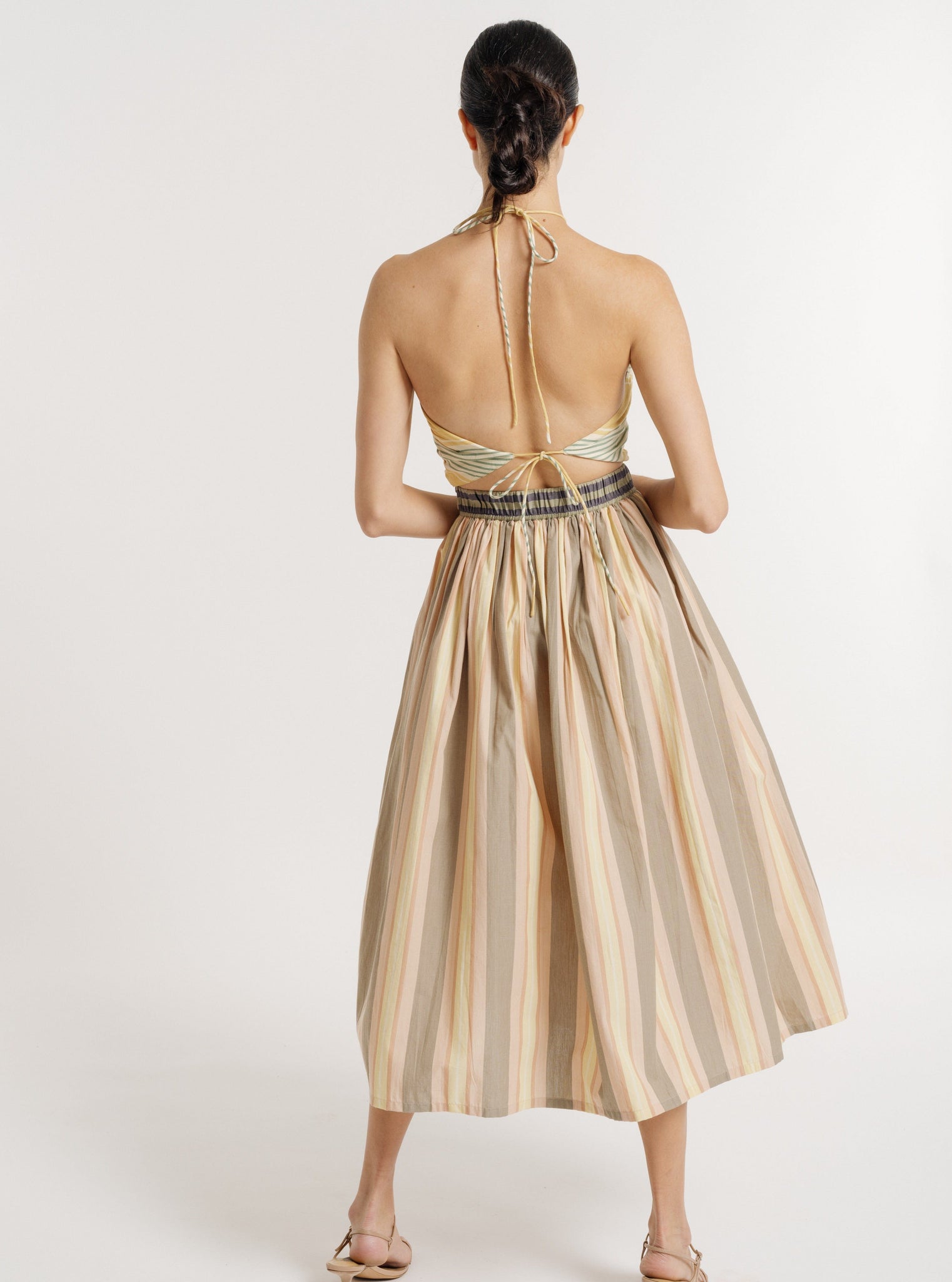 Keyhole Halter Dress - Sunbleached Sorbet Stripe - Sample