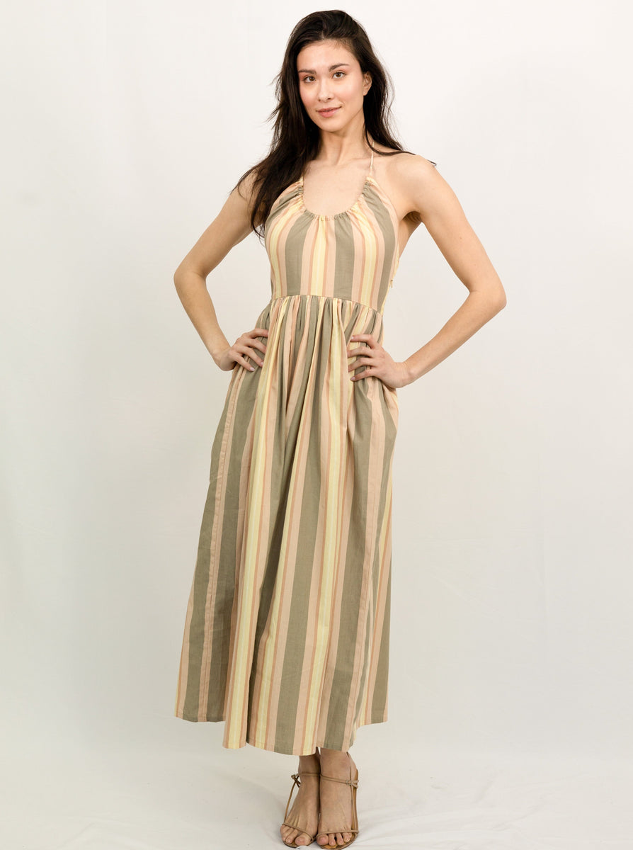 Halter Midi Dress - Sorbet Stripe