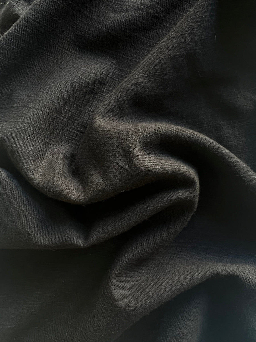 A close up image of Everyday Crop Pant - Black fabric.