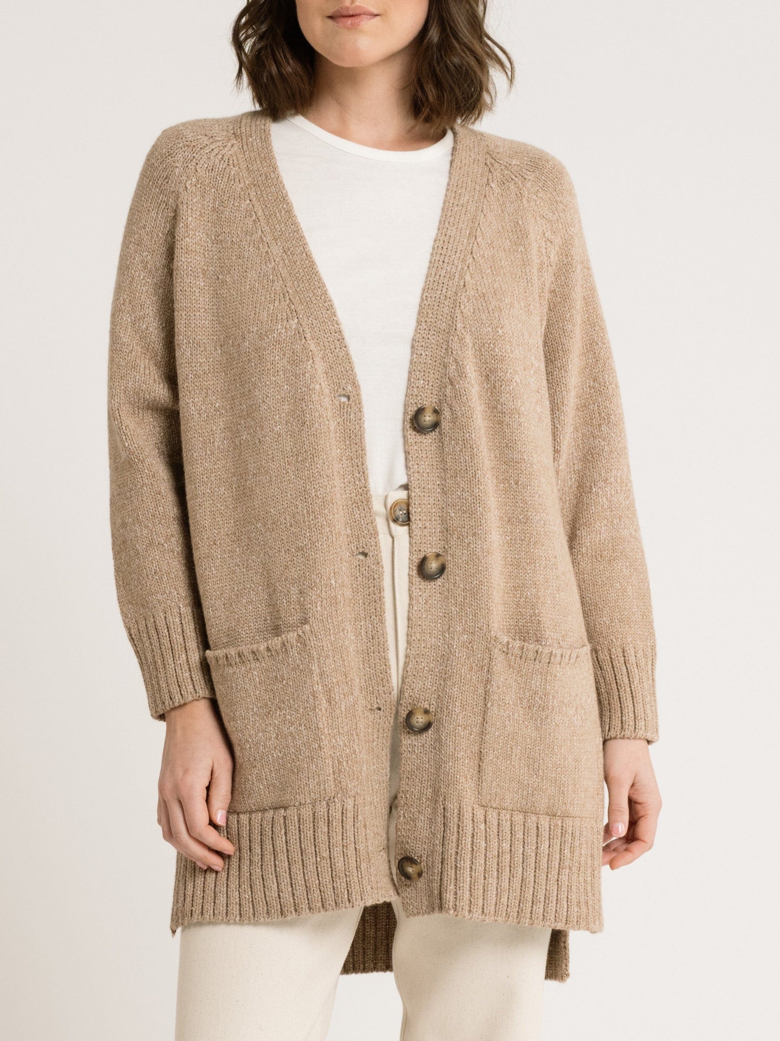 A Valley Cardigan - Caramel with buttons.